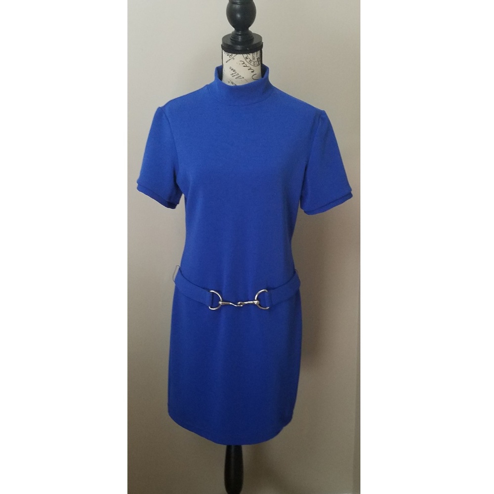Lew Magram vintage 80s royal blue mod dress & belt